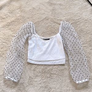 Zara white see through crop top small